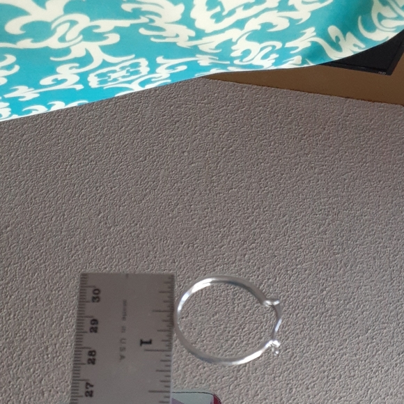 18K Gold Sapphire Hoop-1.5 inches L 1inch Diameter - Picture 6 of 7